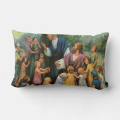 キリストが子供たちを祝福する、ヴィンテージ宗教 ランバークッション (裏面)