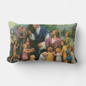 キリストが子供たちを祝福する、ヴィンテージ宗教 ランバークッション (正面)