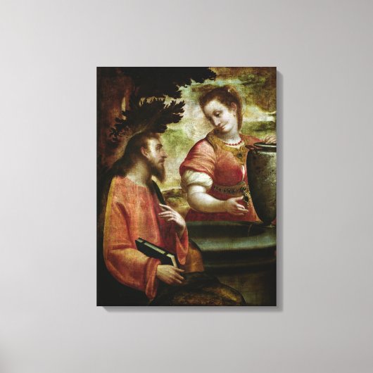キリストとサマリアの女， c.1575-80 キャンバスプリント (正面)
