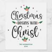 キリストに始まるクリスマス カスタム宗教 ワインラベル (シングルラベル)