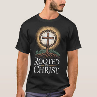 キリストに根ざしたTシャツ イエス・キリスト 昔の十字架 キリスト教 Tシャツ