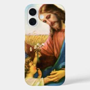 キリストに花を捧げる子供たち iPhone 16ケース