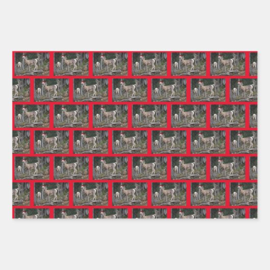 キリストのためにサンタクロースの帽子をかぶった山羊 ラッピングペーパーシート (正面)