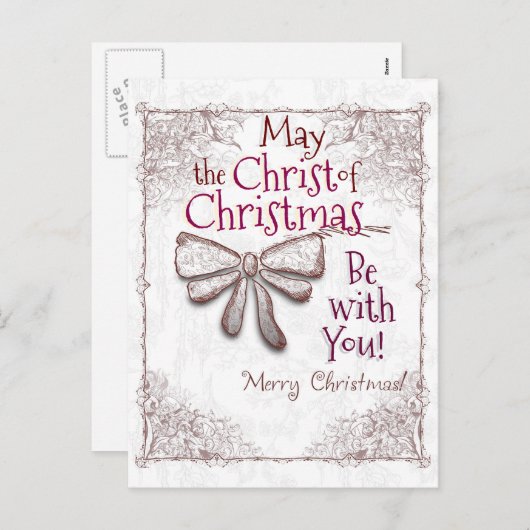 キリストのクリスマスの奇跡があなたと共にありますように、芸術家よ シーズンポストカード (正面/裏面)