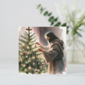 キリストのマシストがクリスマスツリーを飾る シーズンカード (スタンド正面)