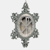 キリストのモノグラム スノーフレークピューターオーナメント (左)