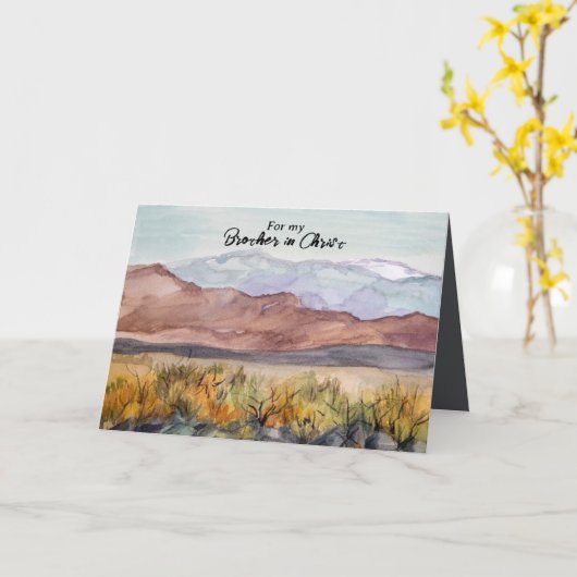 キリストの兄弟の誕生日 砂漠の風景 カード (黄色い花)