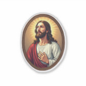 キリストの光の紋章 ビンテージ風 彫刻 白Tシャツ 2 シール (正面)
