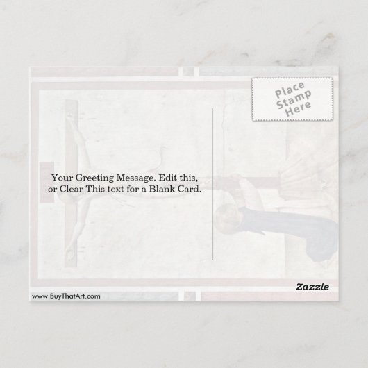 キリストの十字架での聖ドミニクby Fra Angelico ポストカード (裏面)