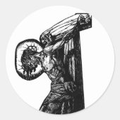 キリストの十字架付け白黒イラストレーション ラウンドシール (正面)