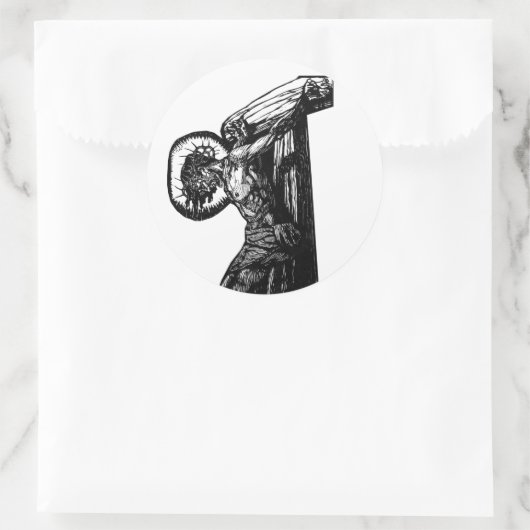 キリストの十字架付け白黒イラストレーション ラウンドシール (バッグ)