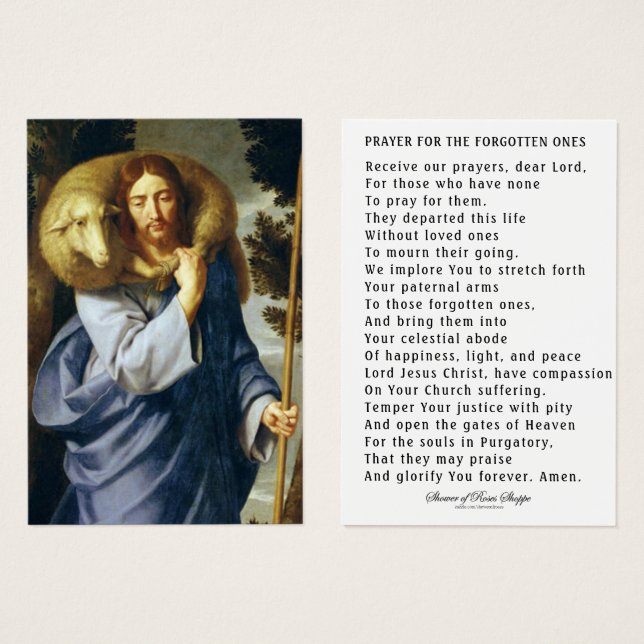 キリストの善羊飼いの魂の煉獄祈りの言葉 (正面&裏面)