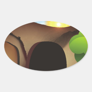 キリストの墓 楕円形シール