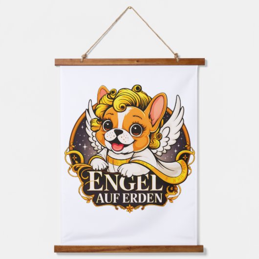 キリストの子として甘いフランス人の子犬 吊り下げ型タペストリー (正面)