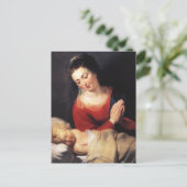 キリストの子の前の崇拝のヴァージン ポストカード (スタンド正面)