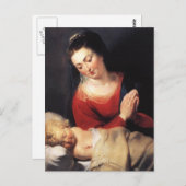 キリストの子の前の崇拝のヴァージン ポストカード (正面/裏面)