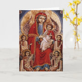キリストの子供とのTheotokos カード (黄色い花)