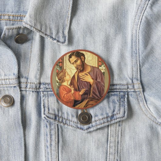 キリストの子供のイエス・キリストのバラを持つセントジョーゼフ 缶バッジ (インサイチュ)