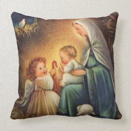 キリストの子供及び天使のクリスマス聖母マリア クッション