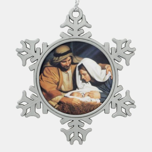 キリストの子 スノーフレークピューターオーナメント (正面)