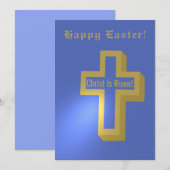 キリストの復活 ゴールド クリスチャン クロス ハッピー イースター シーズンカード (正面/裏面)