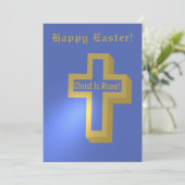 キリストの復活 ゴールド クリスチャン クロス ハッピー イースター シーズンカード (スタンド正面)
