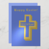 キリストの復活 金の十字架 喜びのイースター シーズンカード (正面/裏面)