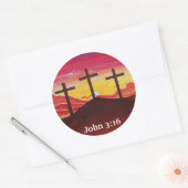 キリストの救いを十字架で十字架で結ぶクリスチャン・アート ラウンドシール (封筒)