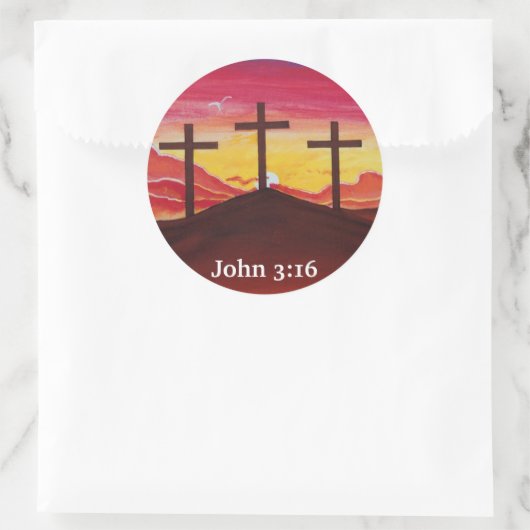 キリストの救いを十字架で十字架で結ぶクリスチャン・アート ラウンドシール (バッグ)