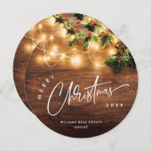 キリストの木の枝を使った、シンプルなオフィスのクリスマス飾り シーズンカード (正面/裏面)