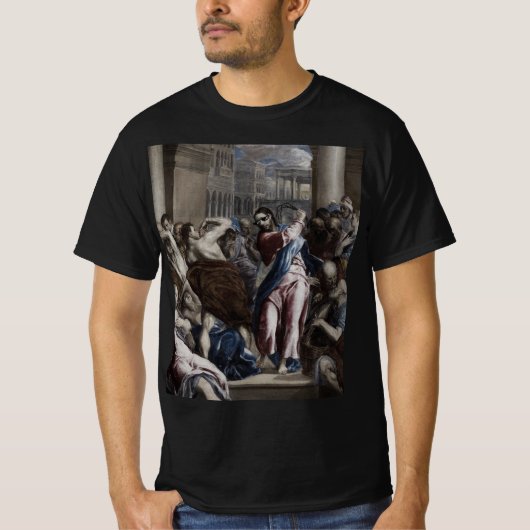 キリストの無法者ミーム 金銭交換者を追い回す Tシャツ (正面)