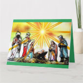 キリストの生誕の場面のクリスマスカード サンキューカード (正面)