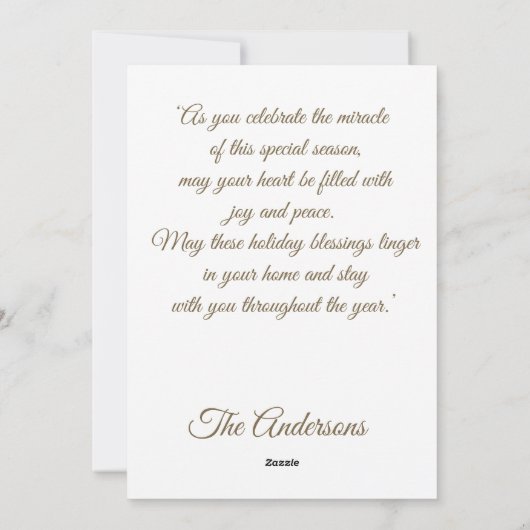 キリストの生誕写真 ホリデーカード シーズンカード (裏面)