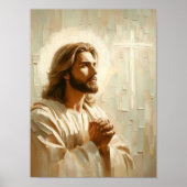 キリストの祈り、キリスト教の絵画、イエスの肖像画 ポスター (正面)