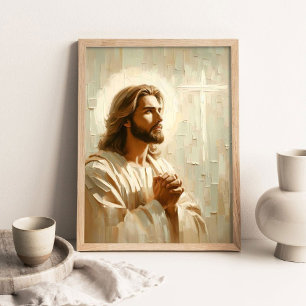 キリストの祈り、キリスト教の絵画、イエスの肖像画 ポスター