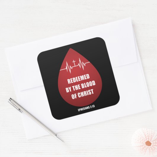 キリストの血によって贖われた – キリスト教の信仰 スクエアシール (封筒)
