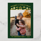 キリストの誕生の情景 赤ちゃん キリスト お祭り 黄金の箔 箔シーズンカード (正面)