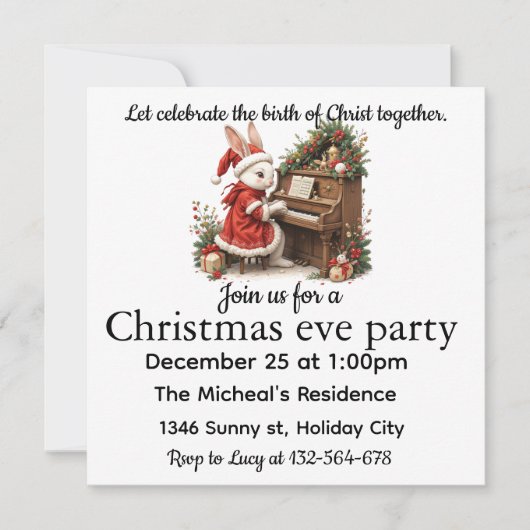 キリストの誕生日を祝う白ウサギのクリスマス (正面)