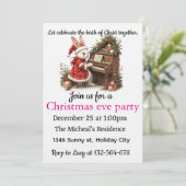 キリストの誕生日を祝う白ウサギのクリスマス 招待状 (スタンド正面)