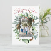 キリストの誕生 フォト 水彩画 グリーン シーズンカード (スタンド正面)