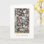 キリストの誕生 ヴィンテージ クリスマス ホリデー カード (黄色い花)