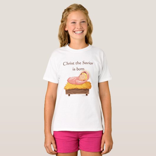 キリストの赤ちゃんが生まれた Tシャツ (正面フル)