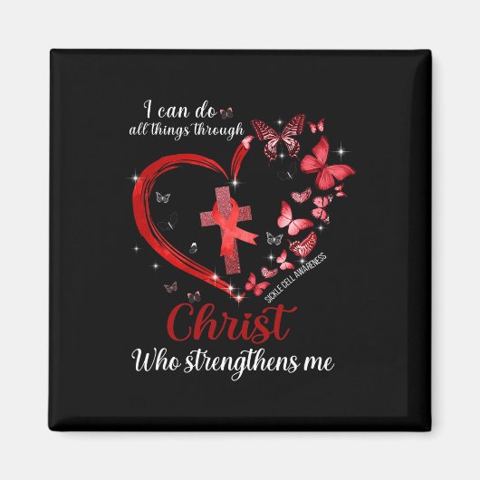 キリストの鎌状赤血球細胞を通して私は全てのことを行うことができる マグネット (正面)