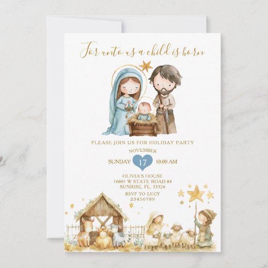 キリストの降誕のクリスマスハウスパーティー 招待状 (正面)