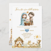 キリストの降誕のクリスマスハウスパーティー 招待状 (正面/裏面)