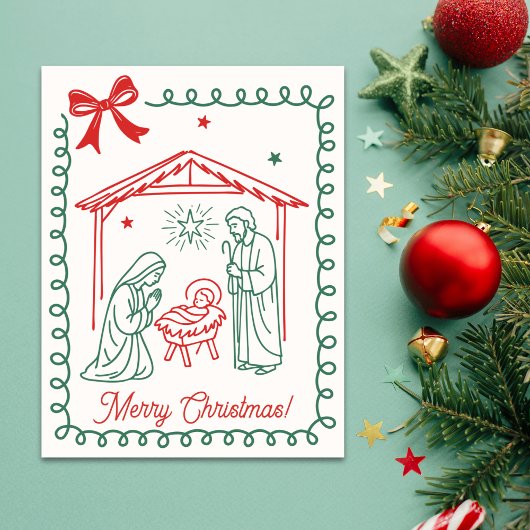 キリストの降誕のシーン　クリスマスの宗教的なデザイン シーズンカード
