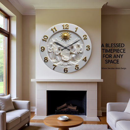 キリストの降誕のマーブル像 ラージ壁時計