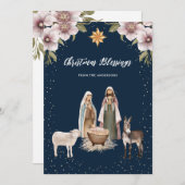 キリストの降誕の絵柄のクリスマスカード シーズンカード (正面/裏面)