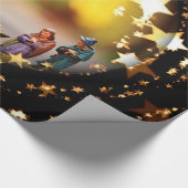 キリストの降誕の聖家族 クリスマス 星 ラッピングペーパー (角)