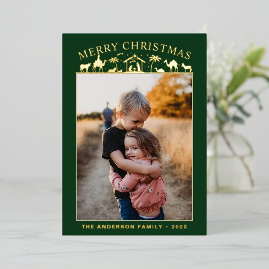 キリストの降誕シーン 赤ちゃんイエス・キリスト ホリデー ゴールドフォイル (立ち正面)